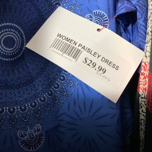 Blue women’s paisley dress - Picture 3 of 3